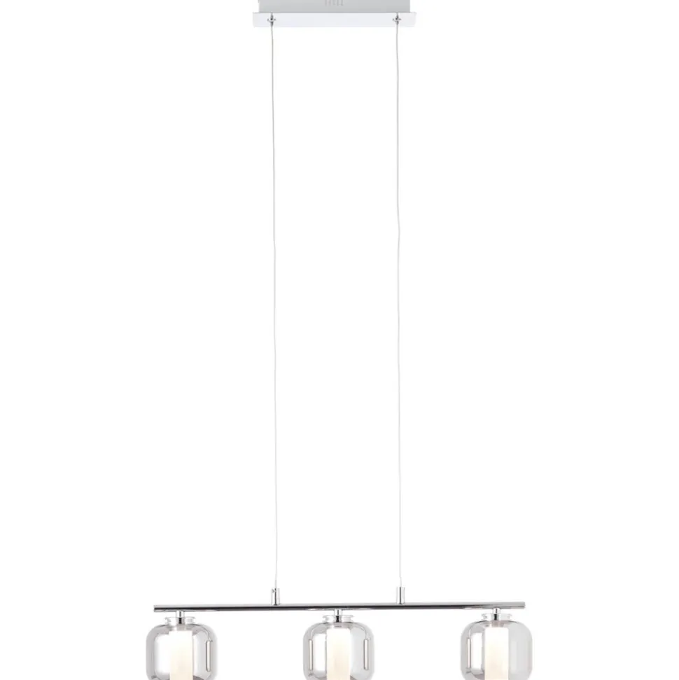 BRILLIANT Rafa LED Pendelleuchte 3flg Balken chrom/rauchglas Innenleuchten,Pendelleuchten,-Balken | 3x 5.67W LED integriert, (Lichtstrom: 697lm, Lichtfarbe: 3000K) | In der Höhe einstellbar / Kabel kü