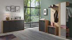 byLIVING Garderobe BEN, Breite 40 cm, Artisan Eiche (Eiche-Optik), Kleiderstange