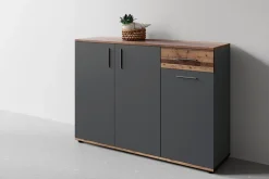 byLIVING Kommode JAKOB, Breite 110 cm, Old Wood (Altholz-Optik)/anthrazit