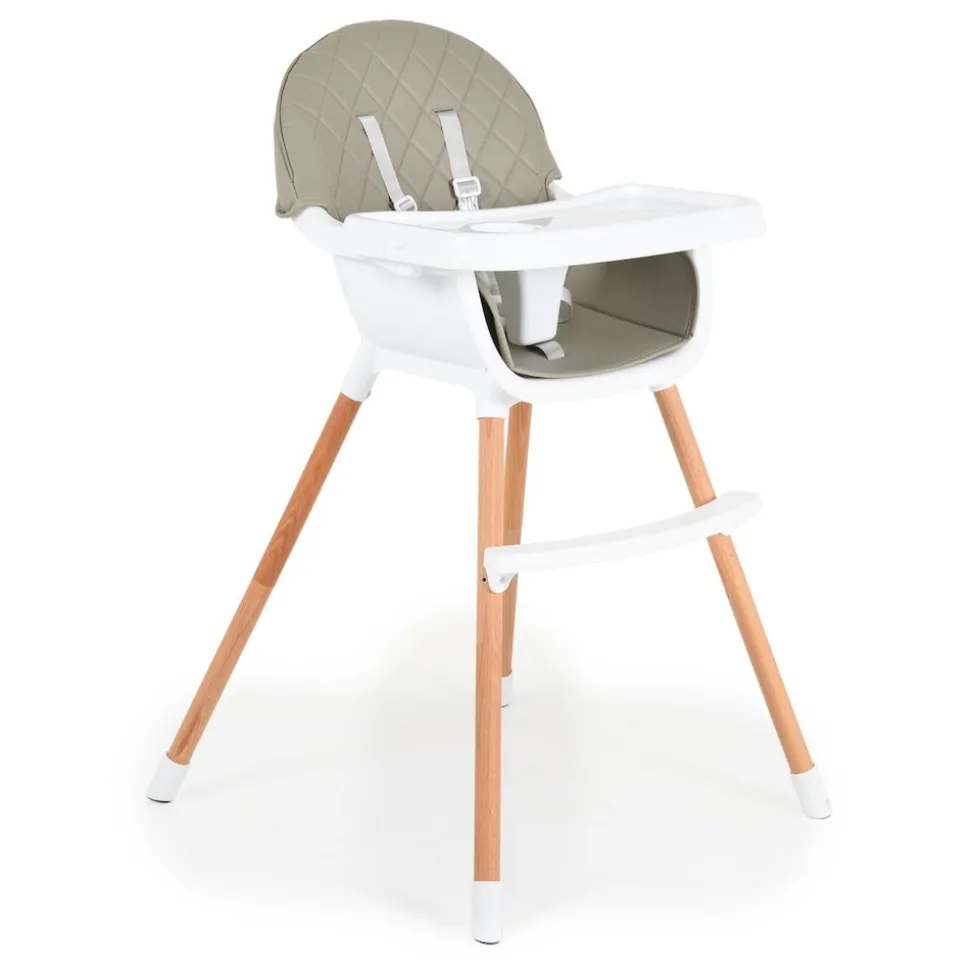 Cangaroo Kinderhochstuhl Gelato 2 in 1 Gurt, Kinderstuhl, Tisch verstellbar grau