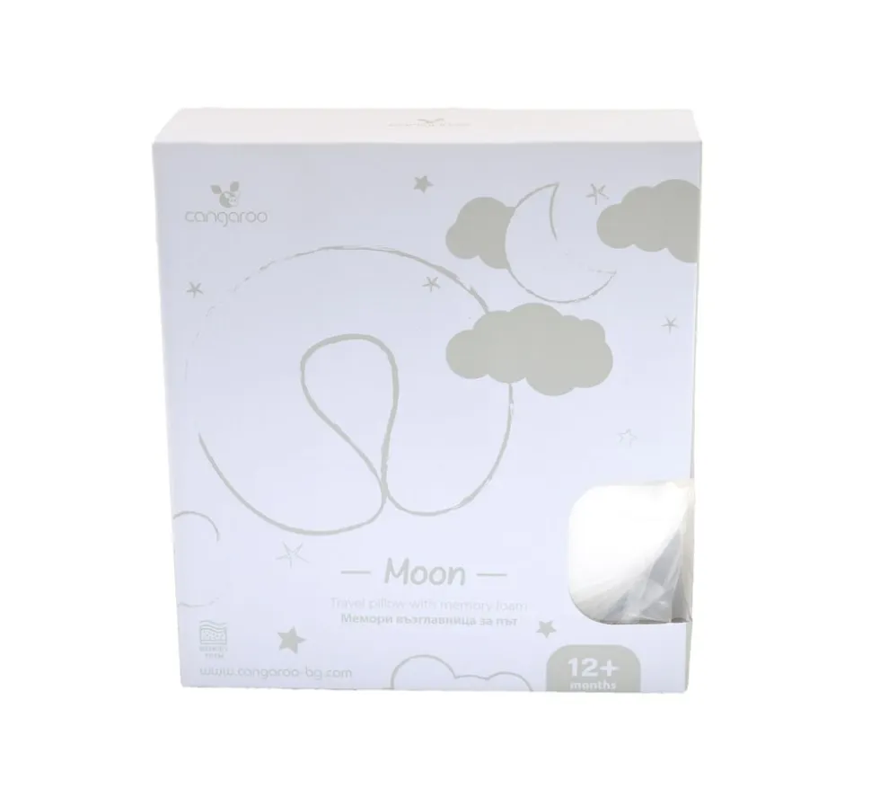 Cangaroo Kinder-Reisekissen Moon 23,5x20cm Nackenkissen Reißverschluss abnehmbar weiß