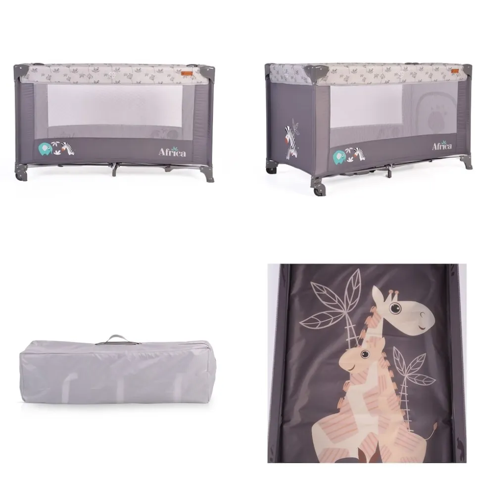 Cangaroo Reisebett Africa Laufstall Seiteneingang Matratze Sichtfenster Tasche grau