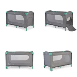 Cangaroo Reisebett Skyglow Laufstall 2 Räder mit Bremsen Matratze Seiteneingang grün