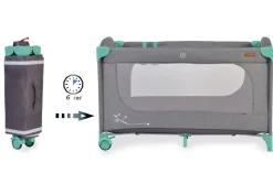 Cangaroo Reisebett Skyglow Laufstall 2 Räder mit Bremsen Matratze Seiteneingang grün