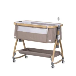 Chipolino Beistellbett Charisma Matratze höhenverstellbar Räder Ablagefach Gurt braun