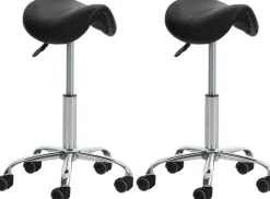 CLP 2er Set Arbeitshocker Reno Kunstleder I Sitzhocker Mit Metallgestell Und Leichtlaufrollen I Höhenverstellbar Und Drehbar