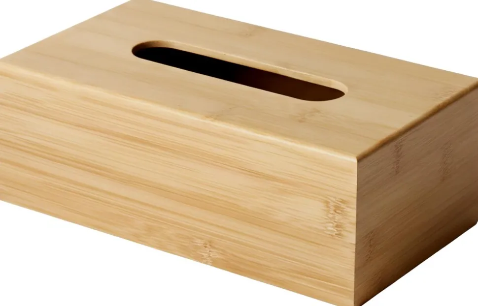 CLP Taschentuchbox Holz Natur Kalmia, Taschentuchspender aus Bambus, Kosmetiktücherbox nachfüllbar für Bad und Küche