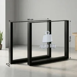 CLP Tischbeine Metall schwarz 2er Set Ilkan, Tischkufen Set für DIY-Esstisch, Tischgestell pulverbeschichtet bis 400 kg belastbar
