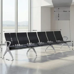 CLP Wartebank Airport-Stil Ermin, Sitzbank Flur mit Lehne, ergonomische Sitzschalen, Wartestühle mit robustem Alu-Gestell, bis 150 kg je Sitz