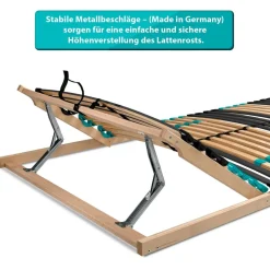 Coemo 7-Zonen Lattenrost DRÖMSON 28 Federleisten Kopfteil verstellbar 90 x 200 cm
