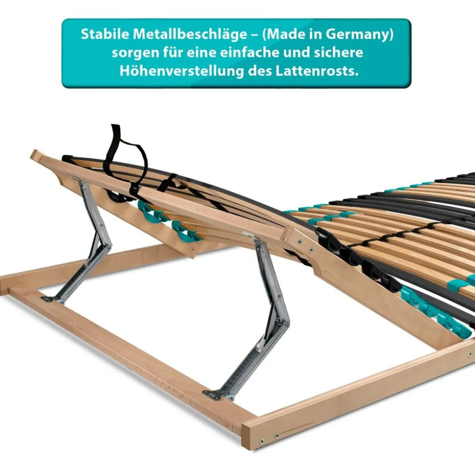 Coemo 7-Zonen Lattenrost DRÖMSON 28 Federleisten Kopfteil verstellbar 90 x 200 cm