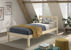 Einzelbett Pino 90x200 cm, mit Lattenrost, natur lackiert
