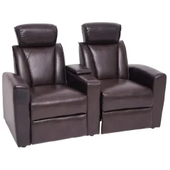 2er Kinosessel MCW-H30, Relaxsessel Fernsehsessel Zweisitzer Sofa, Staufach Soft Touch Kunstleder ~ braun