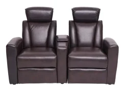 2er Kinosessel MCW-H30, Relaxsessel Fernsehsessel Zweisitzer Sofa, Staufach Soft Touch Kunstleder ~ braun