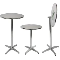 10er-Set Alu-Stehtisch, Bistrotisch, höhenverstellbar 70/110cm Ø=60cm ~ klappbar, Fuß mit Betoneinguss