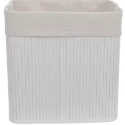 2er-Set Aufbewahrungskorb MCW-C21, Korb Aufbewahrungsbox Ordnungsbox Sortierbox Regalkorb, Bambus 33x33x23cm ~ weiß