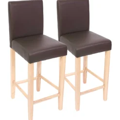 2er-Set Barhocker Cesena Leder ~ braun, helle Füße