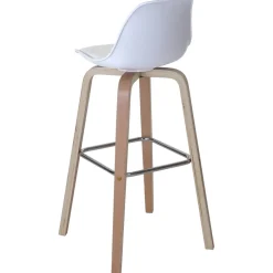 2er-Set Barhocker MCW-A89, Barstuhl Tresenhocker mit Lehne ~ Kunstleder, weiß