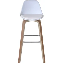 2er-Set Barhocker MCW-A89, Barstuhl Tresenhocker mit Lehne ~ Kunstleder, weiß