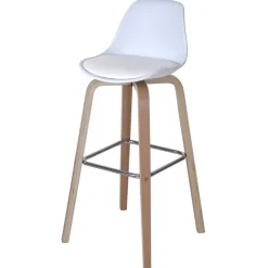 2er-Set Barhocker MCW-A89, Barstuhl Tresenhocker mit Lehne ~ Kunstleder, weiß