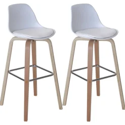 2er-Set Barhocker MCW-A89, Barstuhl Tresenhocker mit Lehne ~ Kunstleder, weiß