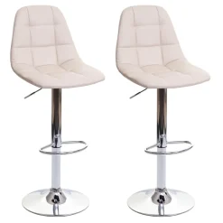 2er-Set Barhocker MCW-A67, Barstuhl Tresenhocker, MVG-zertifiziert ~ creme-beige, Kunstleder