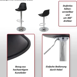 2er-Set Barhocker MCW-B14, Tresenhocker Barstuhl Drehhocker, Kunstleder ~ schwarz