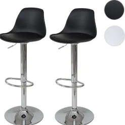 2er-Set Barhocker MCW-B14, Tresenhocker Barstuhl Drehhocker, Kunstleder ~ schwarz