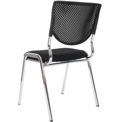 4er-Set Besucherstuhl H401, Konferenzstuhl stapelbar, Stoff/Textil ~ Sitz schwarz, Füße chrom