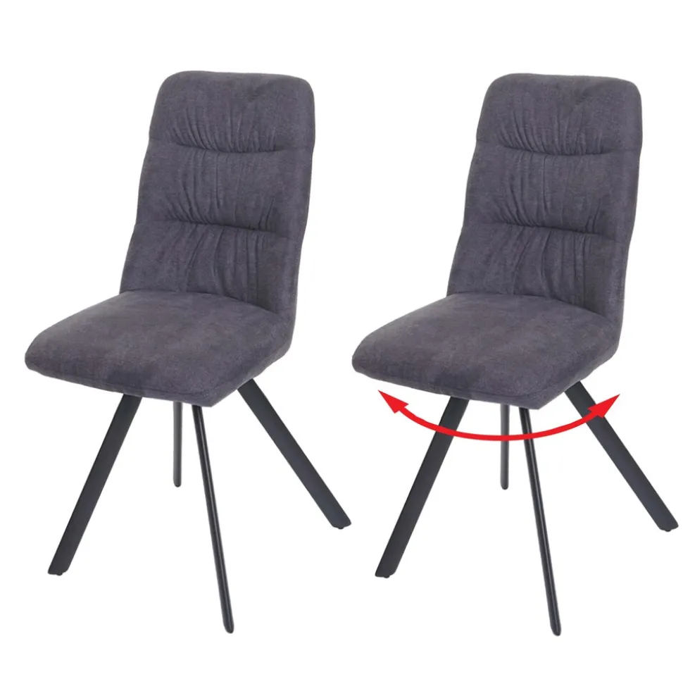 2er-Set Esszimmerstuhl MCW-J69, Küchenstuhl Stuhl, drehbar Auto-Position, Samt ~ anthrazit
