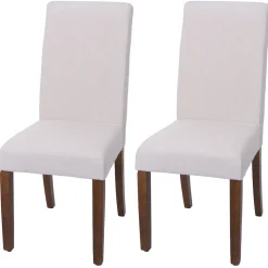 2er-Set Esszimmerstuhl MCW-O65f, Küchenstuhl Polsterstuhl, Chesterfield Stoff/Textil (280g/m²), weiß