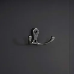 2er-Set Garderobe H33, Wandgarderobe Garderobenpaneel, Wandhaken Holz 109x28x4cm ~ dunkelgrau lackiert