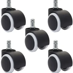 5er-Set Hartbodenrollen MCW-H86, Bürostuhl-Rollen Stuhlrollen, 150kg belastbar Ø 11mm ~ weiß