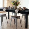 4er-Set Hocker MCW-A73 inkl. Holz-Sitzfläche, Metallhocker Sitzhocker, Metall Industriedesign stapelbar ~ grau