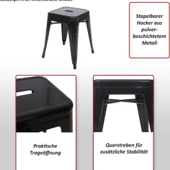 2er-Set Hocker MCW-A73, Metallhocker Sitzhocker, Metall Industriedesign stapelbar ~ grau