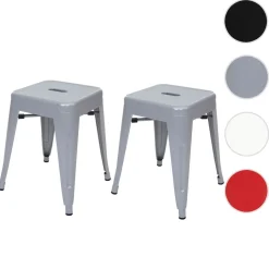 2er-Set Hocker MCW-A73, Metallhocker Sitzhocker, Metall Industriedesign stapelbar ~ grau
