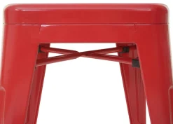 4er-Set Hocker MCW-A73, Metallhocker Sitzhocker, Metall Industriedesign stapelbar ~ rot