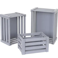 3er Set Holzkiste MCW-C56, Weinkiste Dekokiste Aufbewahrungskiste Obstkiste, Shabby-Look Vintage ~ grau, shabby