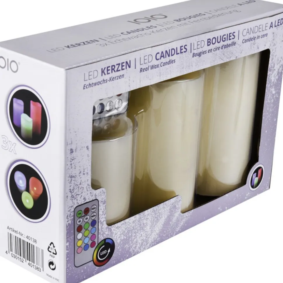 6er Set IOIO LED 48 Echtwachskerzen mit Farbwechsel und Fernbedienung