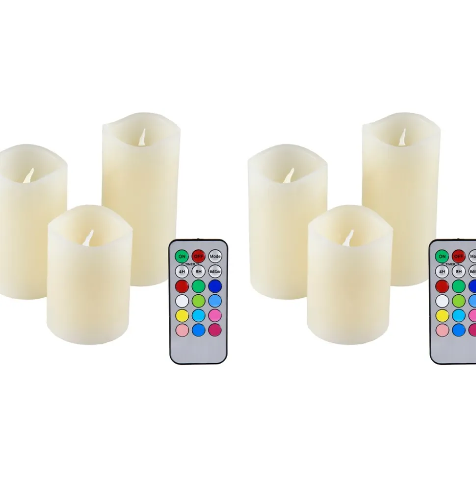 6er Set IOIO LED 48 Echtwachskerzen mit Farbwechsel und Fernbedienung