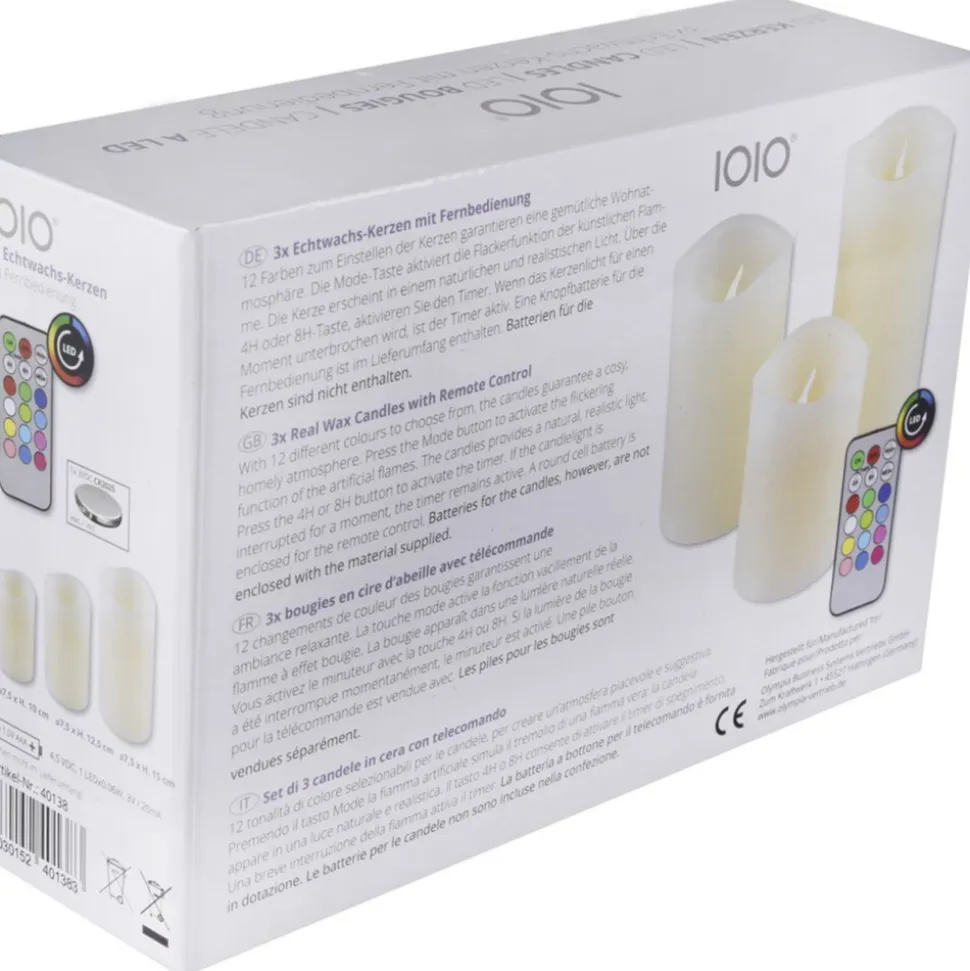 6er Set IOIO LED 48 Echtwachskerzen mit Farbwechsel und Fernbedienung