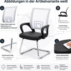 2er-Set Konferenzstuhl Afragola, Besucherstuhl, Kunstleder MVG-zertifiziert ~ schwarz