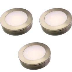 3er Set LED Einbauspot Unterbauspot Edelstahl gebürstet 12VDC 3 Watt Warmweiß 6,3 cm Ø Einbaustrahler für Möbel inkl. Aufsatzring