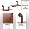 2er-Set Wandregal MCW-N29, Hängeregal Regal Bücherregal, 3D-Struktur Industrial Stahl Massiv-Holz 29x45x25cm ~ braun