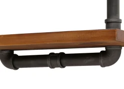 2er-Set Wandregal MCW-N29, Hängeregal Regal Bücherregal, 3D-Struktur Industrial Stahl Massiv-Holz 29x45x25cm ~ braun