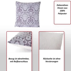 2er Set Zierkissen Barock + Blumen, Sofakissen Deko-Kissen mit Füllung 45x45cm