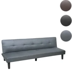 3er-Sofa MCW-G11, Couch Schlafsofa Gästebett Bettsofa Klappsofa, Schlaffunktion 195cm ~ Stoff/Textil, grau