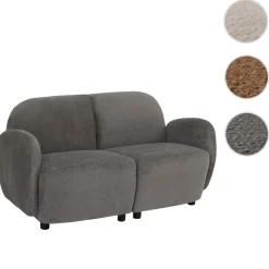 2er-Sofa MCW-P33, 2-Sitzer Couch Loungesofa, Stoff/Textil Chenille (330 g/m²) Öko-Tex ~ hellgrau
