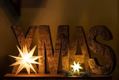 2er Sparset Weihnachtssterne LED Dekosterne 25cm Weiss für AUSSEN Kabel mit Trafo 3D Stern 18 Zackig Leuchtstern Weihnachtslicht Winterbeleuchtung 3D Stern Weihnachtslicht