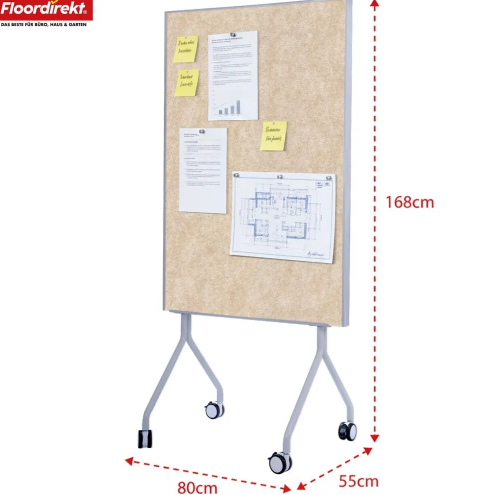 Floordirekt Mobile Präsentationstafel | Giant | Doppelseite Filztafel 80 x 120 cm